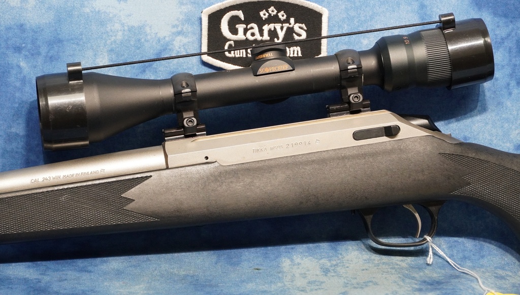 USED TIKKA MODEL 595 SYNTHETIC 243 WIN SS 22" BBL W/SCOPE