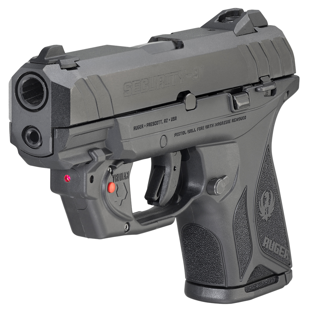 RUGER 3830 SECURITY-9 9MM 3.42" BBL COMPACT RED VIRIDIAN 10 RND (3)