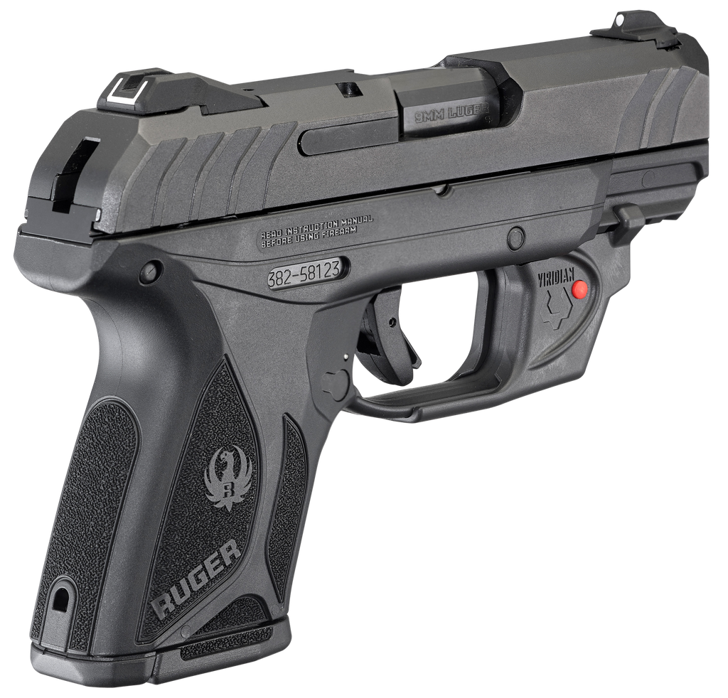 RUGER 3830 SECURITY-9 9MM 3.42" BBL COMPACT RED VIRIDIAN 10 RND (5)