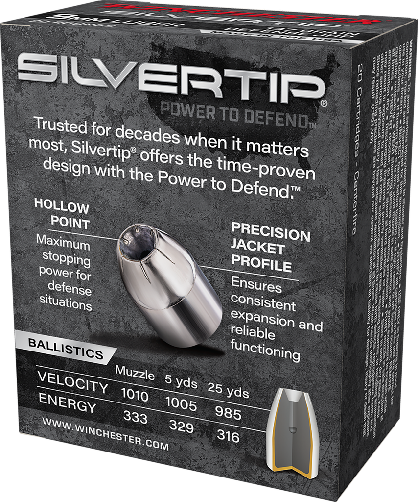 WINCHESTER W9MMST2 SILVERTIP 9MM LUGER 147 GRAIN HP 20 RNDS (3)
