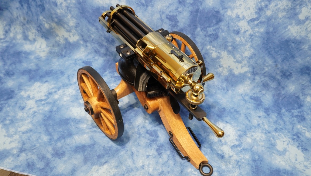 TIPPMANN ORDNANCE TG-900-G BRASS 9MM GATLING GUN W/CARRIAGE