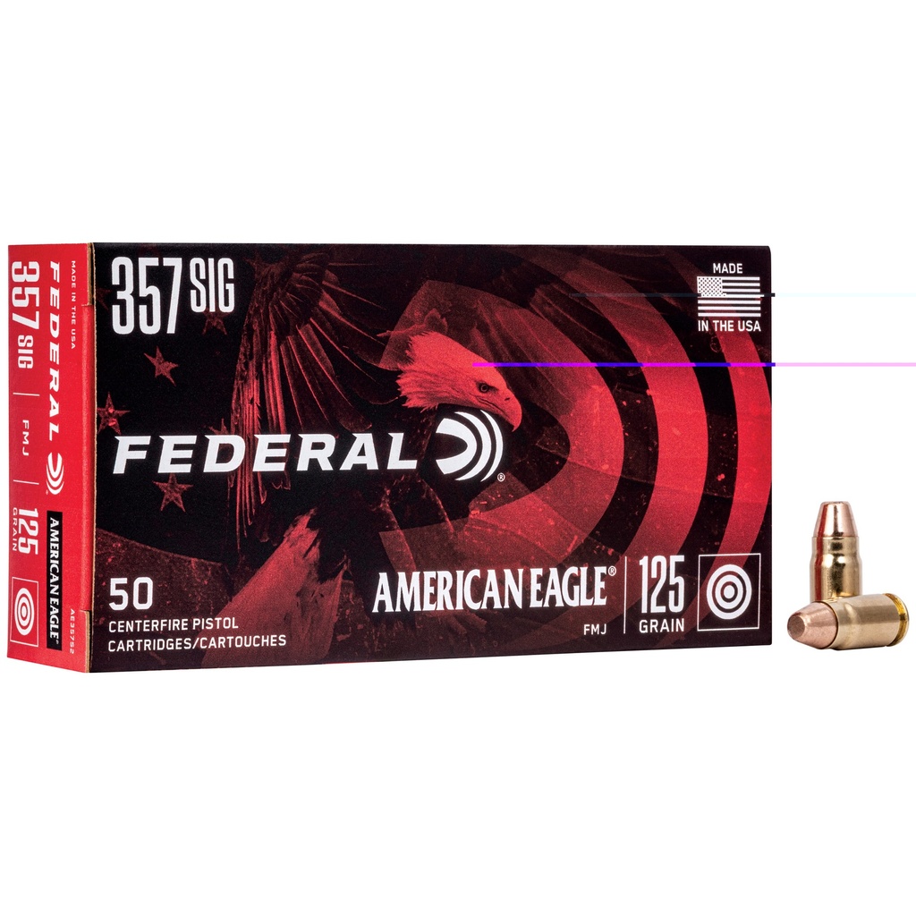 FEDERAL AE357S2 AMERICAN EAGLE 357 SIG 125 GRAIN FMJ 50 RNDS