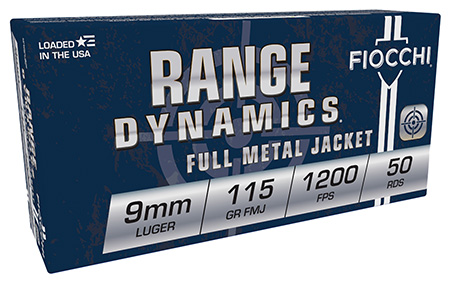 FIOCCHI 9AP RANGE DYNAMICS 9MM 115 GRAIN FULL METAL JACKET 50 RNDS
