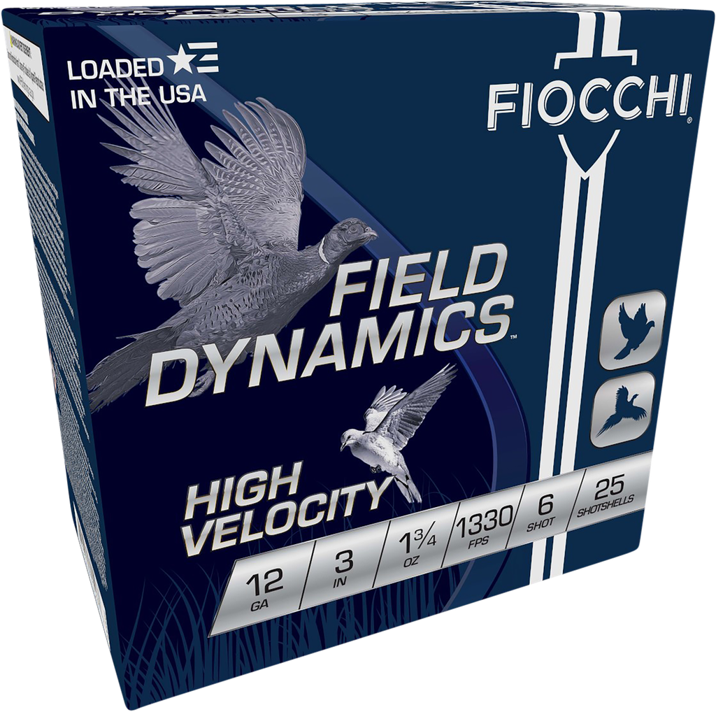 FIOCCHI 123HV6 FIELD DYNAMICS HIGH VELOCITY 12 GAUGE 3" 1 3/4OZ 6 SHOT 25 RNDS