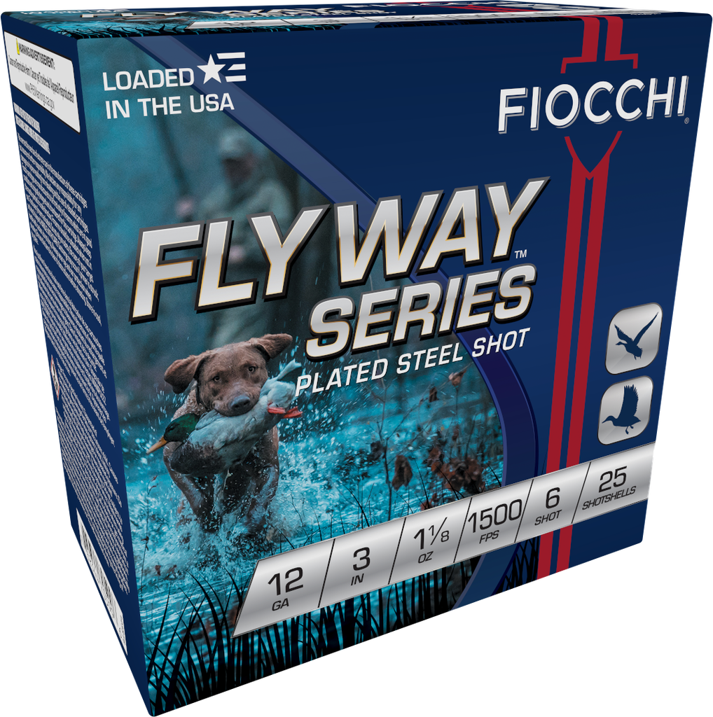 FIOCCHI 123ST6 FLYWAY 12 GA 3" 6 SHOT STEEL 1 1/8" 25 RNDS
