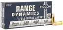 FIOCCHI 9APE RANGE DYNAMICS 9MM LUGER 158 GRAIN FMJ 50 RNDS