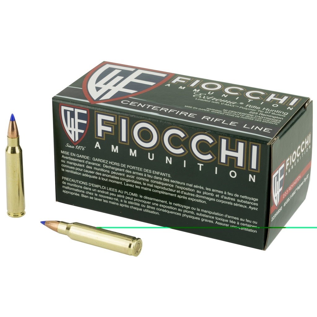 FIOCCHI 223HVB50 FIELD DYNAMICS 223 REM 40 GRAIN HORNADY V-MAX 50 RNDS