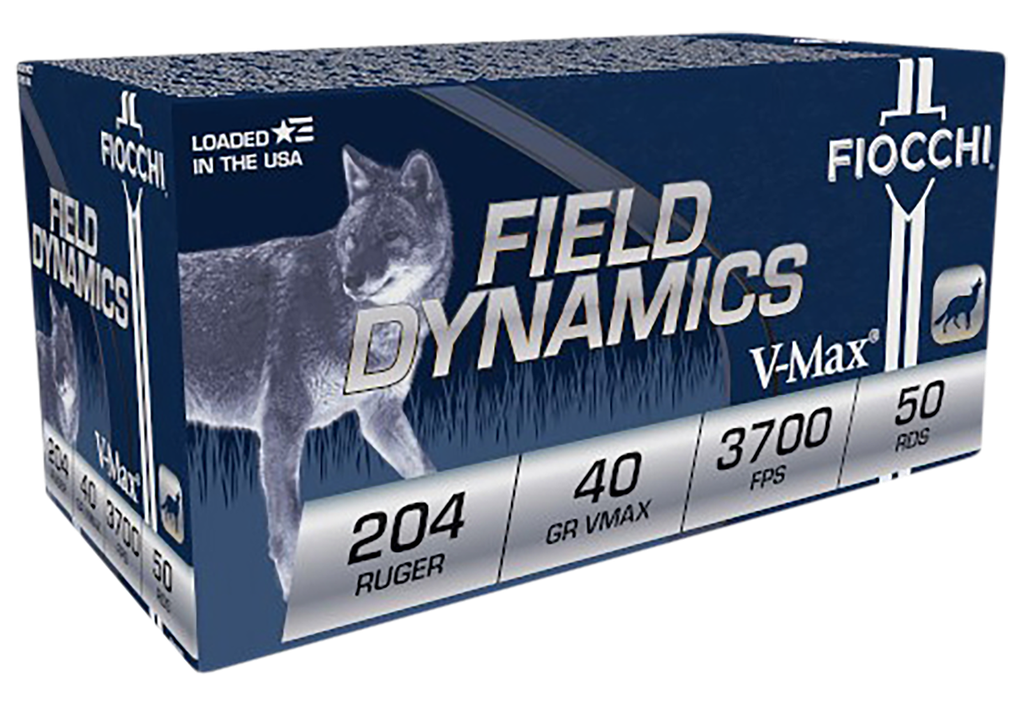 FIOCCHI 204HVB FIELD DYNAMICS 204 RUGER 40 GRAIN HORNADY V-MAX 50 RNDS