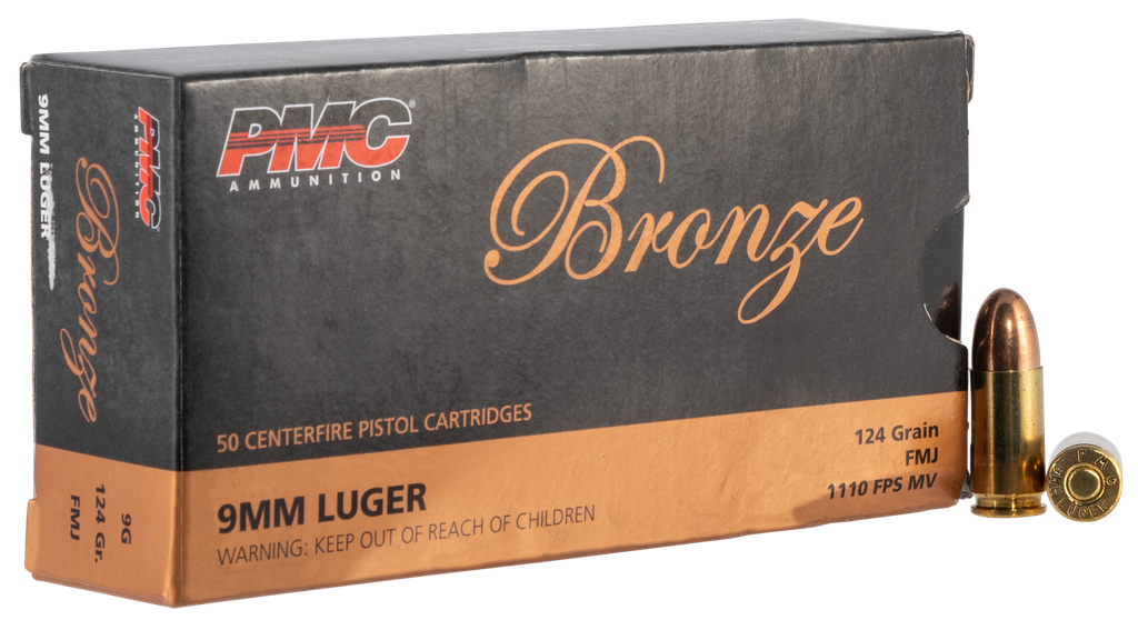 PMC 9G BRONZE 9MM 124 GRAIN FMJ 50 RNDS