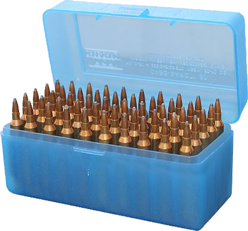 MTM CASE-GARD RLLD5024 CASE-GARD R-50 MULTI-CALIBER RIFLE CLEAR BLUE 50 RND