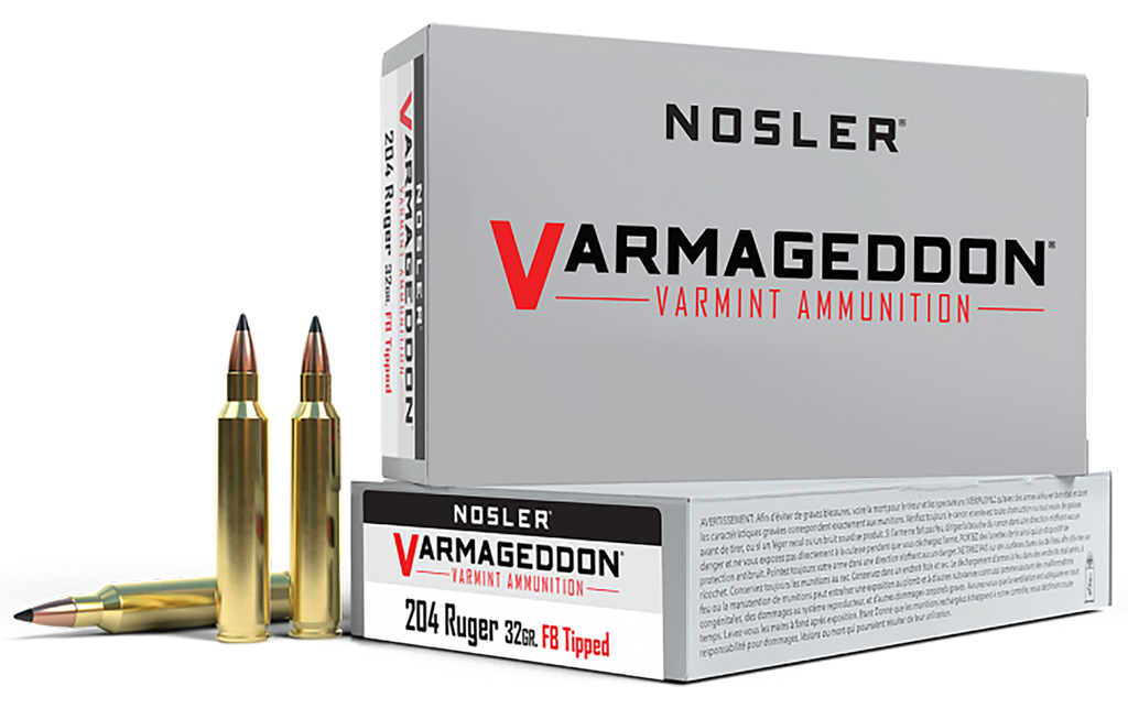 NOSLER 65115 VARMAGEDDON 204 RUGER 32 GRAIN FLAT BASE TIPPED 20 RNDS