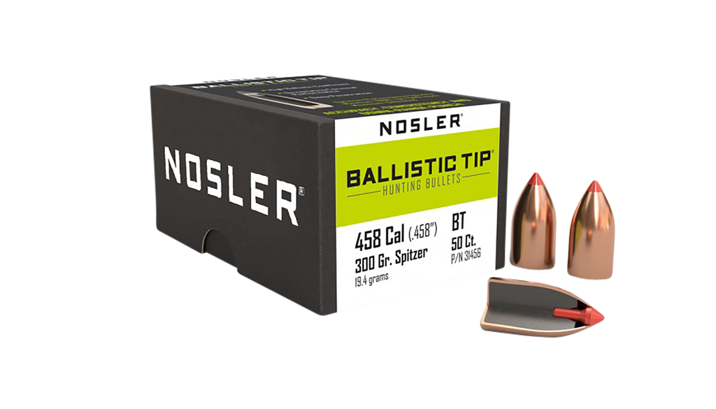 NOSLER 31456 BALLISTIC TIP 458 CALIBER 300 GRAIN SPITZER POINT 50 CNT