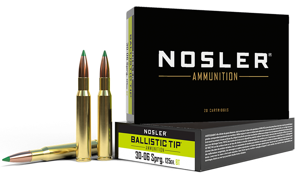 NOSLER 40068 BALLISTIC TIP 30-06 SPRINGFIELD 125 GRAIN SPITZER BT 20 RNDS