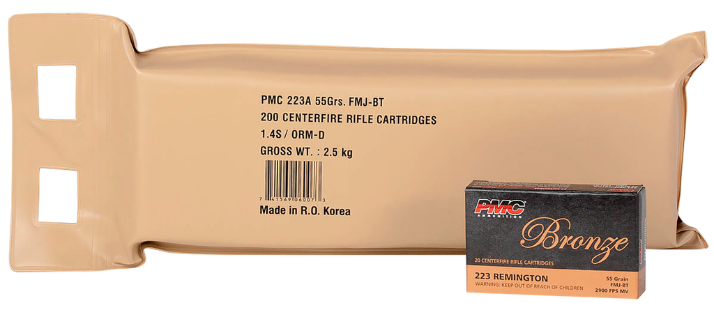 PMC 223ABP 223REM BATTLE PACK 55GR FMJBT 200 RD