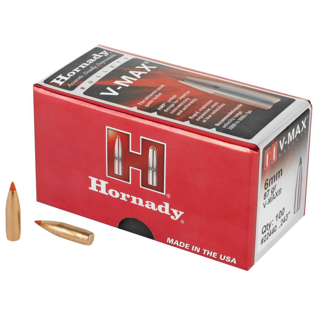 HORNADY V-MAX 6MM .243 87GR 100CT