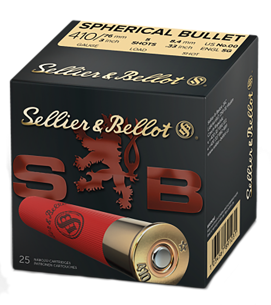 SELLIER & BELLOT SB410B HUNTING 410 GAUGE 3" 5 PELLETS 5/8OZ SPHERICAL 00 BUCK SHOT 25 RNDS