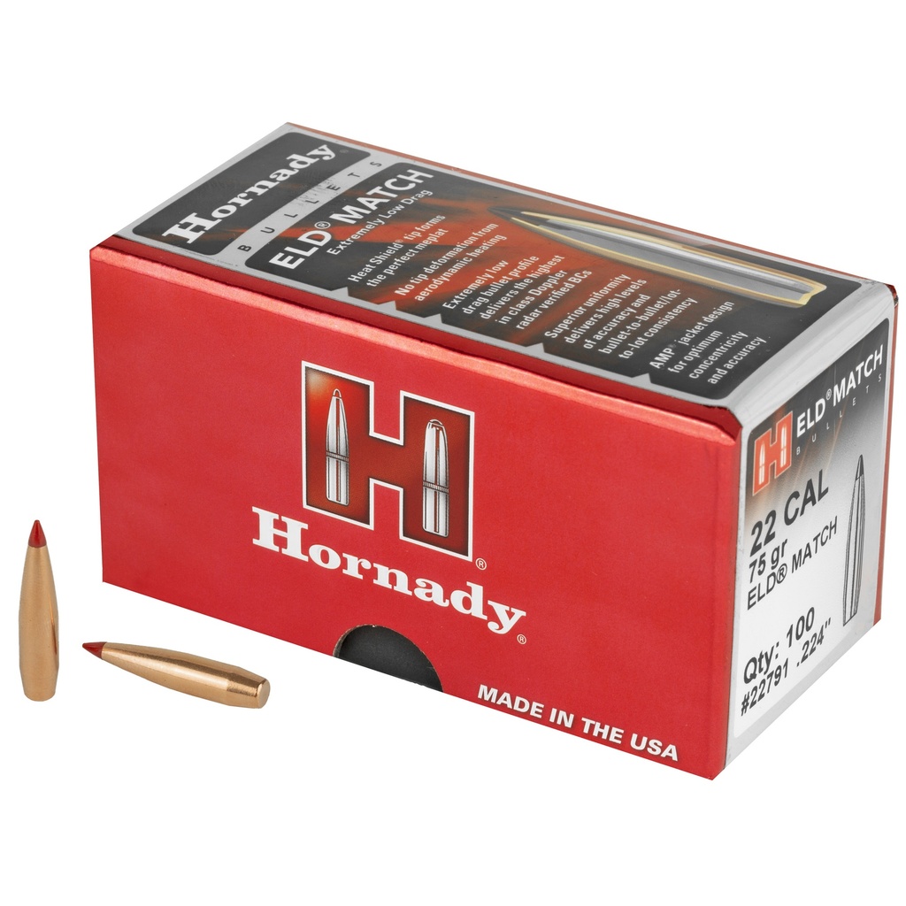 HORNADY 22791 ELD MATCH 22 CAL .224 75 GR EXTREMELY LOW DRAG MATCH 100 PERT