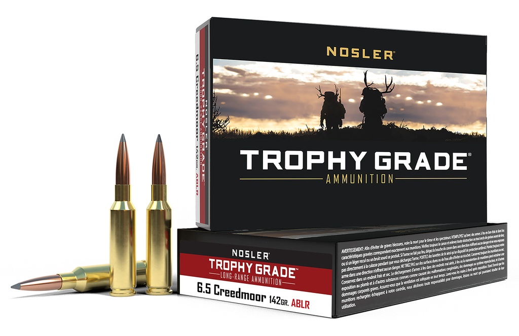 NOSLER 60105 TROPHY GRADE LONG-RANGE 6.5 CREEDMOOR 142 GRAIN ABLR 20 RNDS