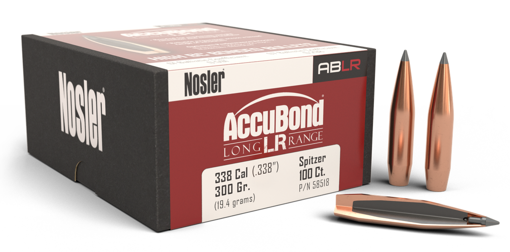 NOSLER 58518 ACCUBOND LONG RANGE 338 CALIBER 300 GR SPITZER 100 CNT
