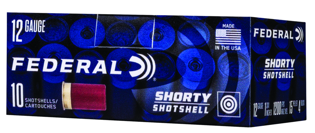 FEDERAL SH1294B SHORTY 12 GAUGE 1-3/4" 15/16OZ 4 BUCKSHOT 15 PELLETS 10 RNDS