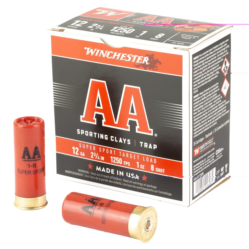 WINCHESTER AASC288 AA SPORTING CLAY 28 GA 2.75" 3/4 OZ 8 SHOT 25 RNDS