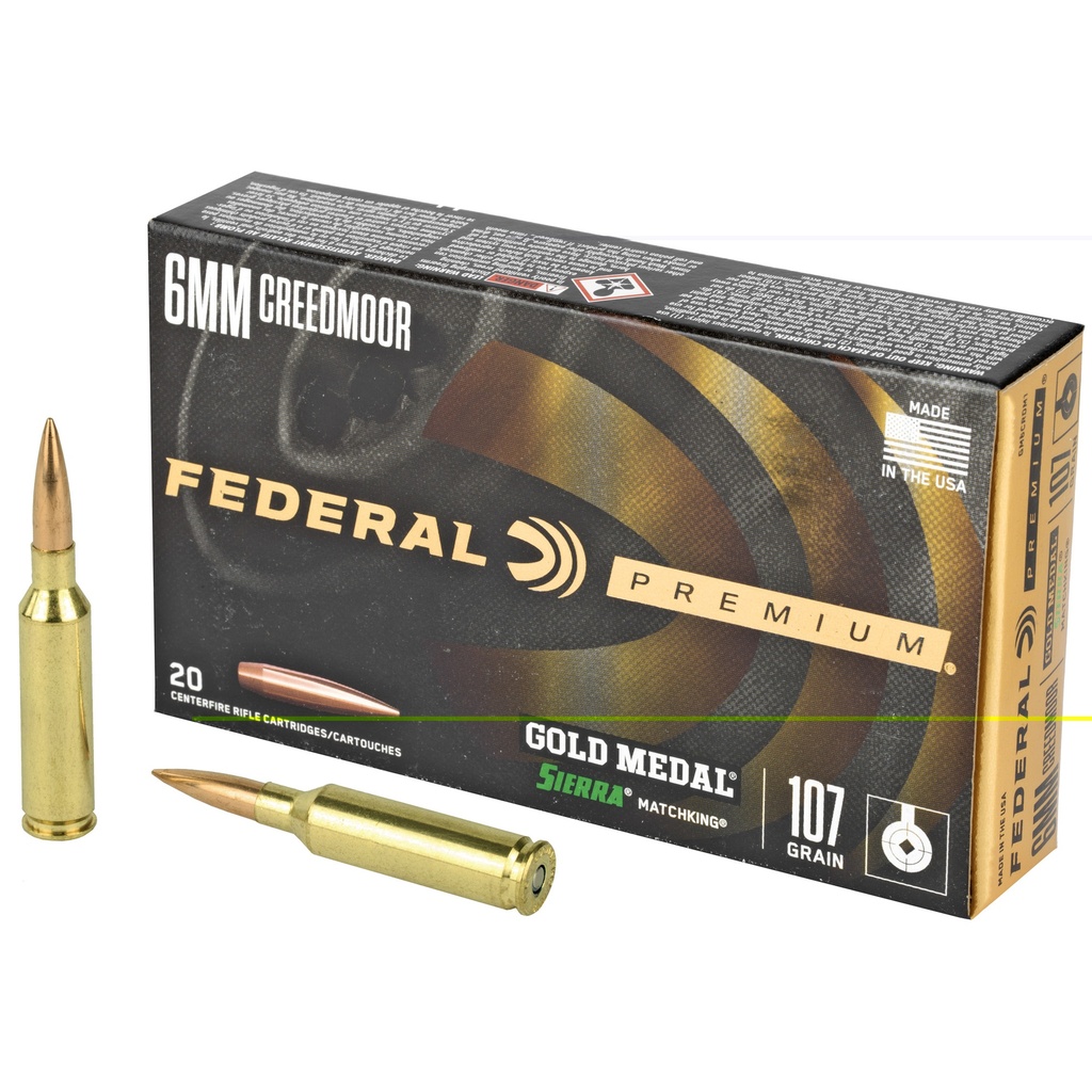 FEDERAL GM6CRDM1 GOLD MEDAL MATCH  6MM CREEDMOOR 107 GR SMK 20 RNDS