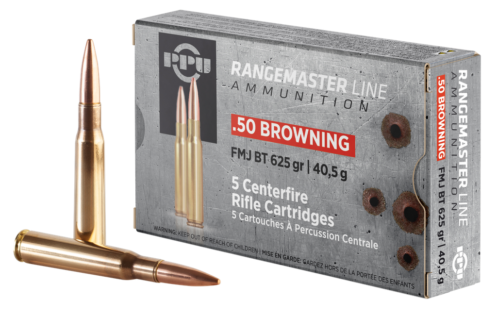 PPU RANGEMASTER, PPU PPRM50      .50 BMG 625 FMJ   RNGMSTR     5 RNDS