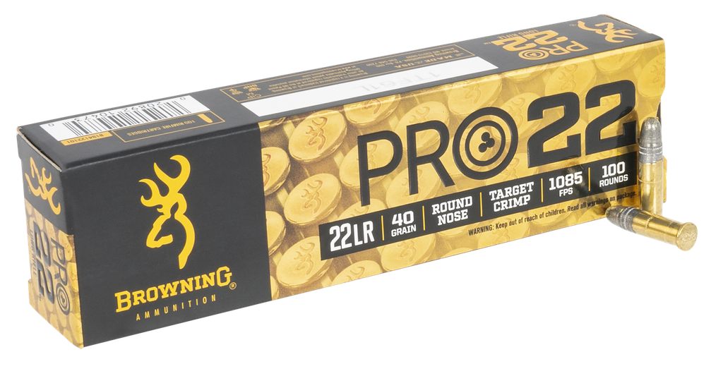 BROWNING B194122101 PRO22 22 LR 40 GRAIN LEAD ROUND NOSE 100 RNDS