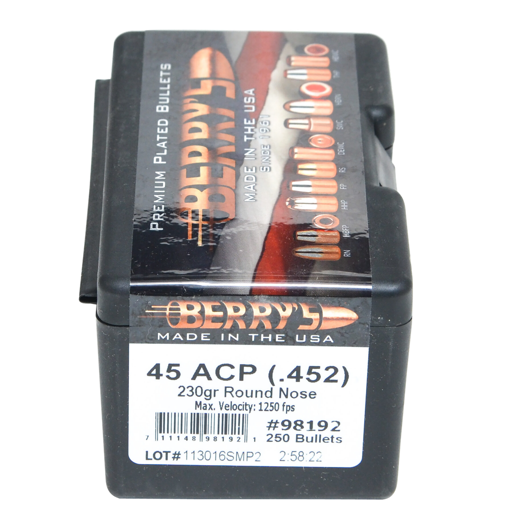 BERRY'S 98192 SUPERIOR PISTOL 45 CAL 230 GRAIN ROUND NOSE 250 CNT