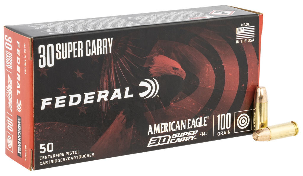 FEDERAL AE30SCA AMERICAN EAGLE 30 SUPER CARRY 100 GRAIN FMJ 50 RNDS 