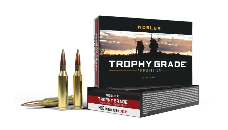 NOSLER 61022 TROPHY GRADE LONG RANGE 260 REM 129 GRAIN ABLR  20 RNDS