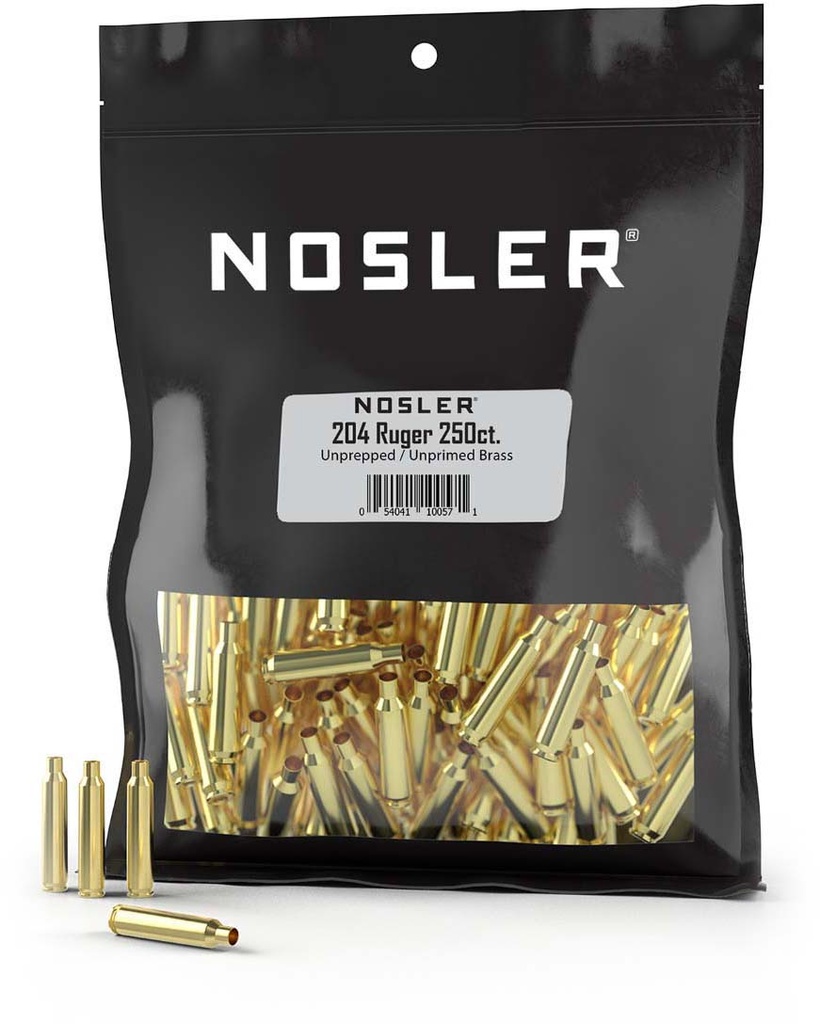NOSLER 10057 204 RUGER UNPRIMED BRASS 250 RNDS