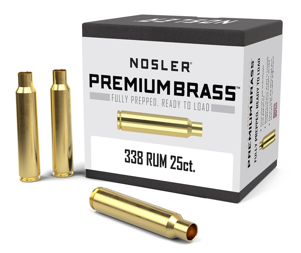 NOSLER 11912 PREMIUM BRASS 338 RUM 25 RNDS