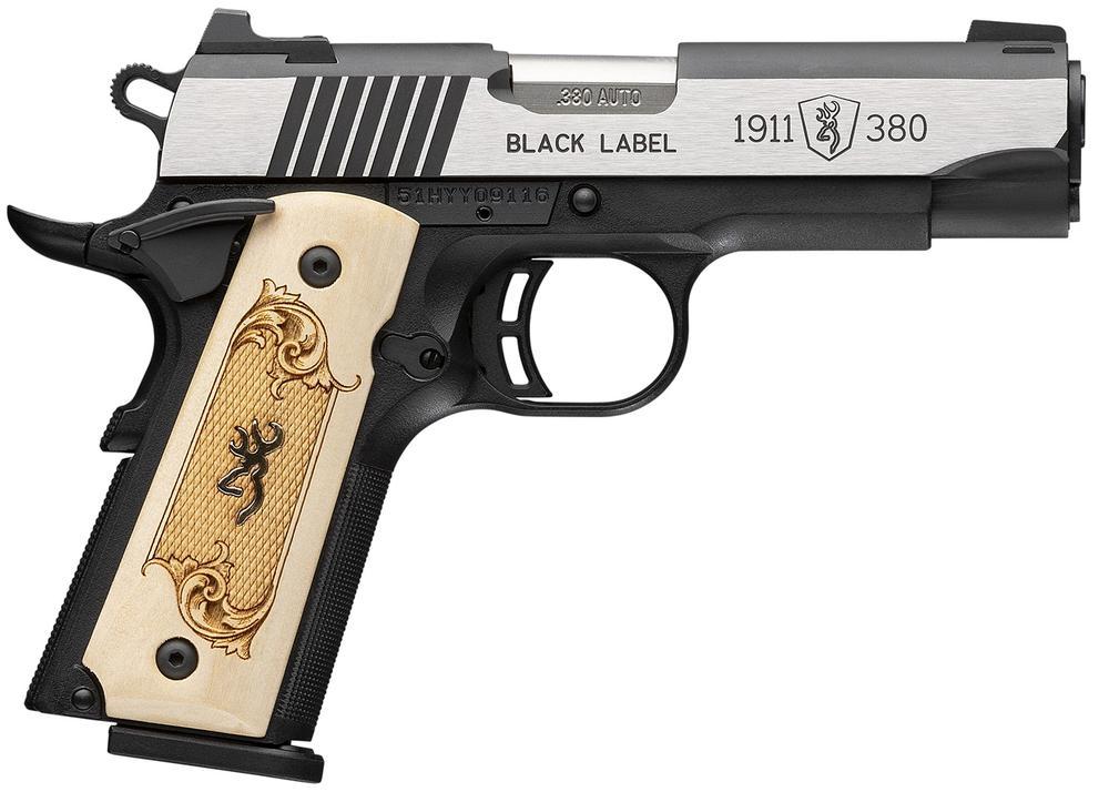 BROWNING 051999492 1911-380 BLACK LABEL MEDALLION COMPACT 380 ACP 3.63" BBL