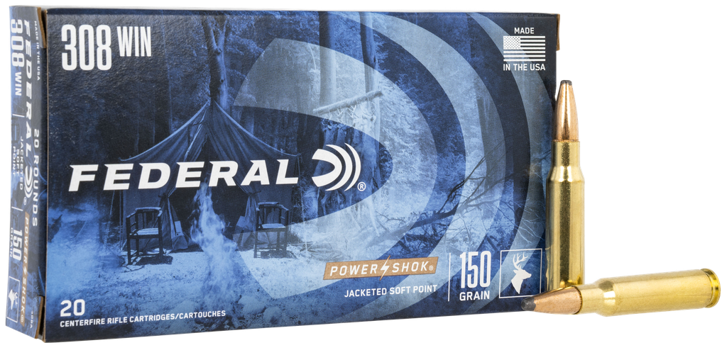 FEDERAL 308A POWER-SHOCK 308 WIN 150 GRAIN SOFT POINT 20 RNDS