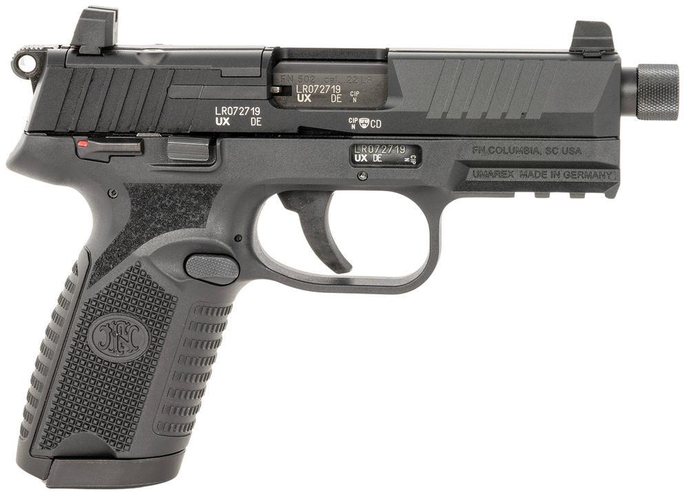 FN AMERICA 502 TACTICAL BLACK 4.6" THREADED 10/15 RND MAGS 22 LR