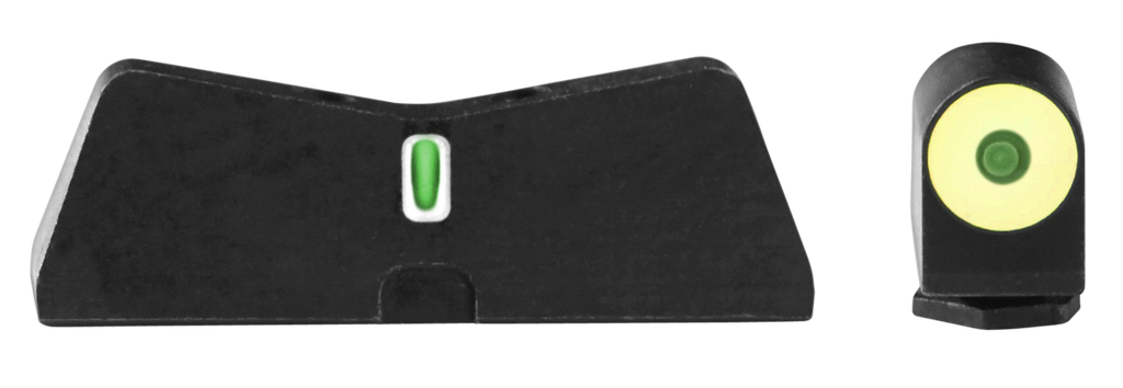 XS SIGHTS GL0009S5Y DXT2 BIG DOT NIGHT SIGHTS FITS GLOCK  BLACK | GREEN TRITIUM YELLOW OUTLINE FRONT SIGHT GREEN TRITIUM WHITE OUTLINE BAR REAR SIGHT