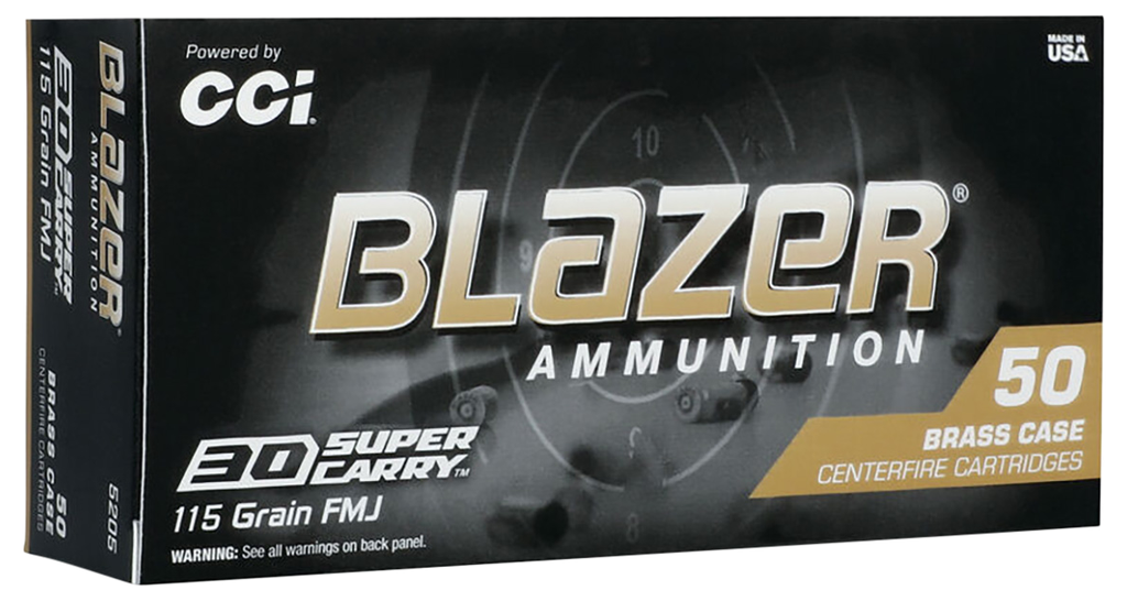 CCI 5205 BLAZER BRASS HANDGUN 30 SUPER CARRY 115 GRAIN FMJ FLAT NOSE 50 RNDS