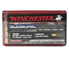 WINCHESTER W22SUB42 SUBSONIC 22 LR 42 GRAIN MAX HOLLOW POINT 