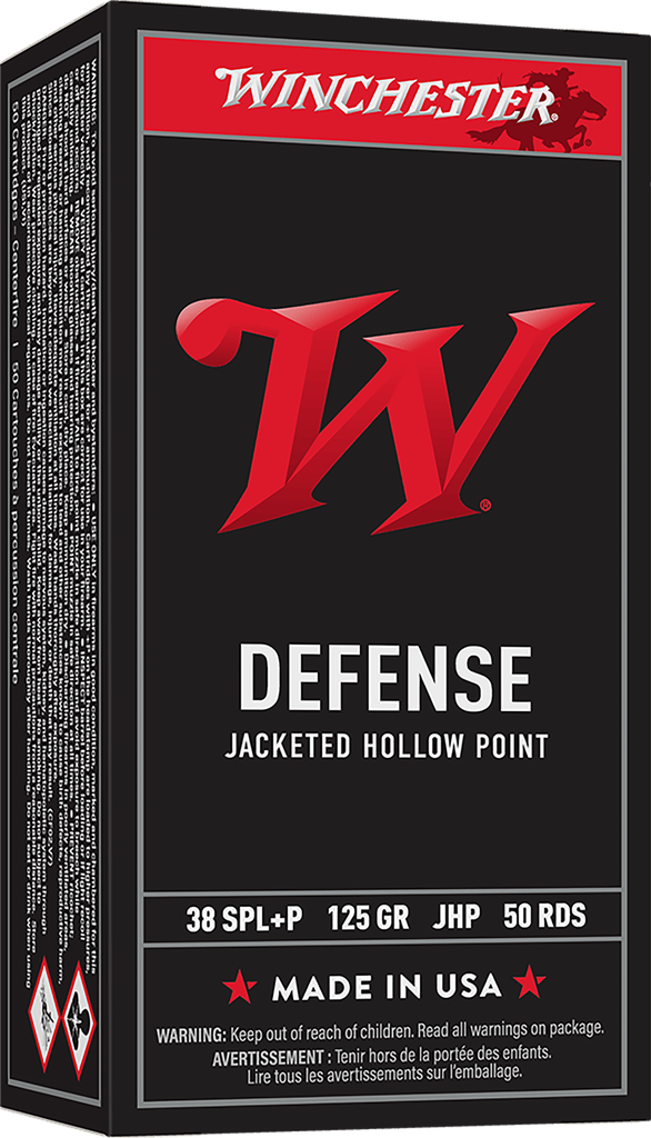 WINCHESTER USA38JHP USA 38 SPECIAL+P 125 GRAIN JACKETED HOLLOW POINT 50 RNDS