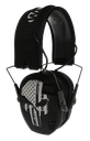 WALKER'S WPRSEMFSPUN RAZOR SLIM ELECTRONIC FREEDOM MUFF 23 DB OVER THE HEAD BLACK W/DISTRESSED PUNISHER FLAG POLYMER