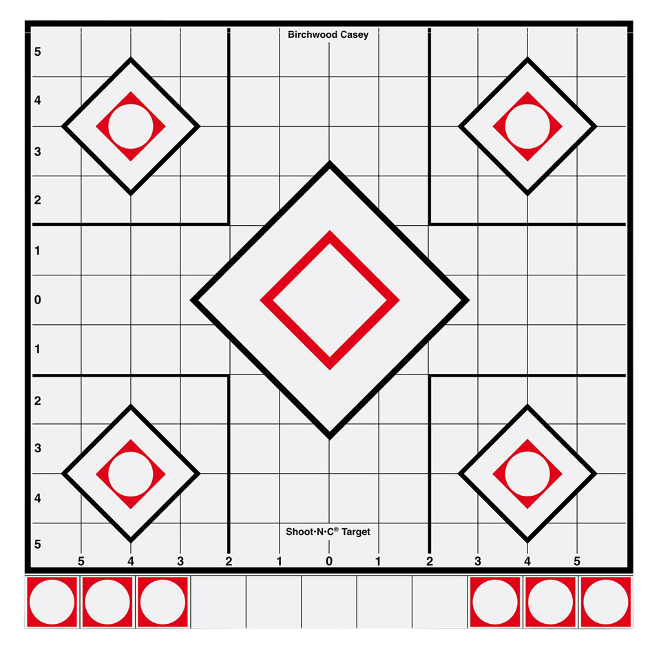 BIRCHWOOD CASEY 34219 SHOOT-N-C REACTIVE TARGET SELF-ADHESIVE PAPER WHITE/RED 12" 5-DIAMOND 5 PACK