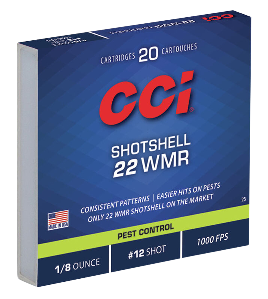 CCI 0025 PEST CONTROL SHOTSHELL 22 WMR 52 GRAIN #12 SHOT 20 RNDS