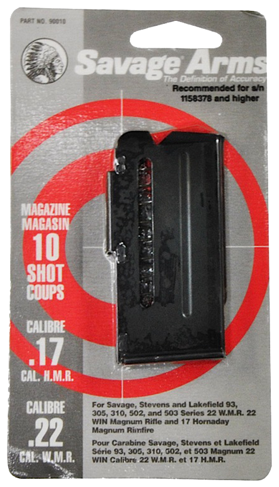 SAVAGE 90010 93 SERIES 17 HMR / 22 WMR BLUED 10 ROUND MAGAZINE