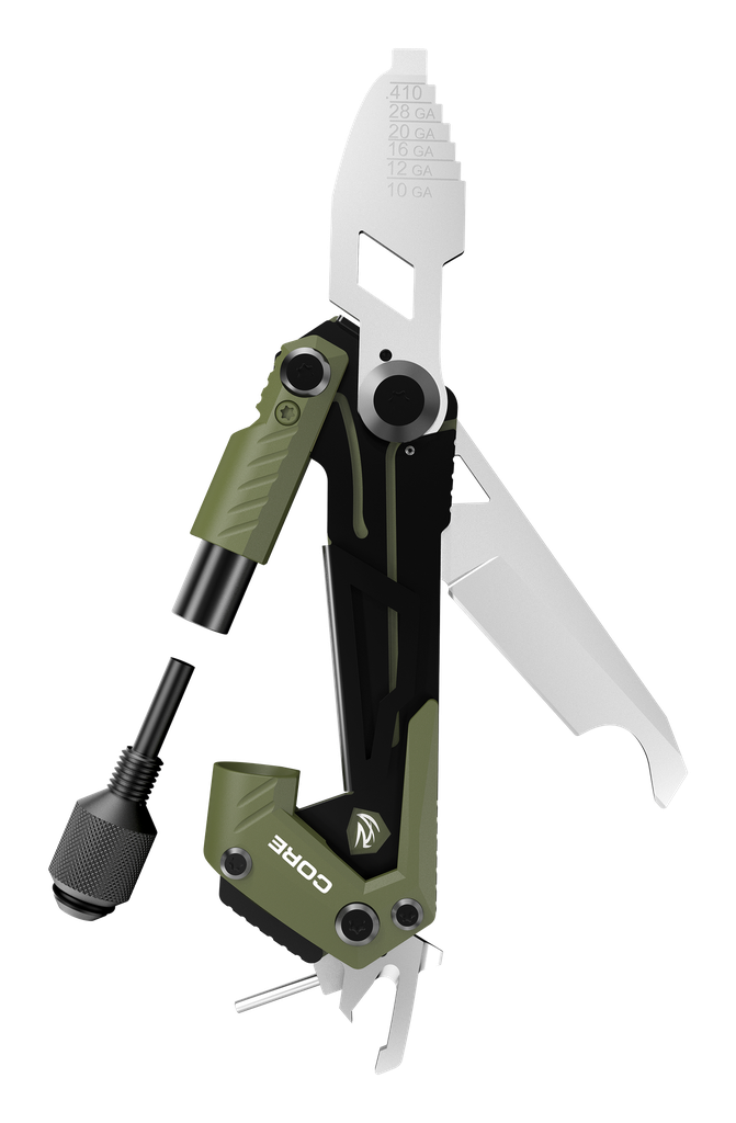 REAL AVID AVGTCORSG CORE GUN TOOL SHOTGUN OLIVE GREEN/BLACK STAINLESS STEEL FOLDING 1.50" SHOTGUN