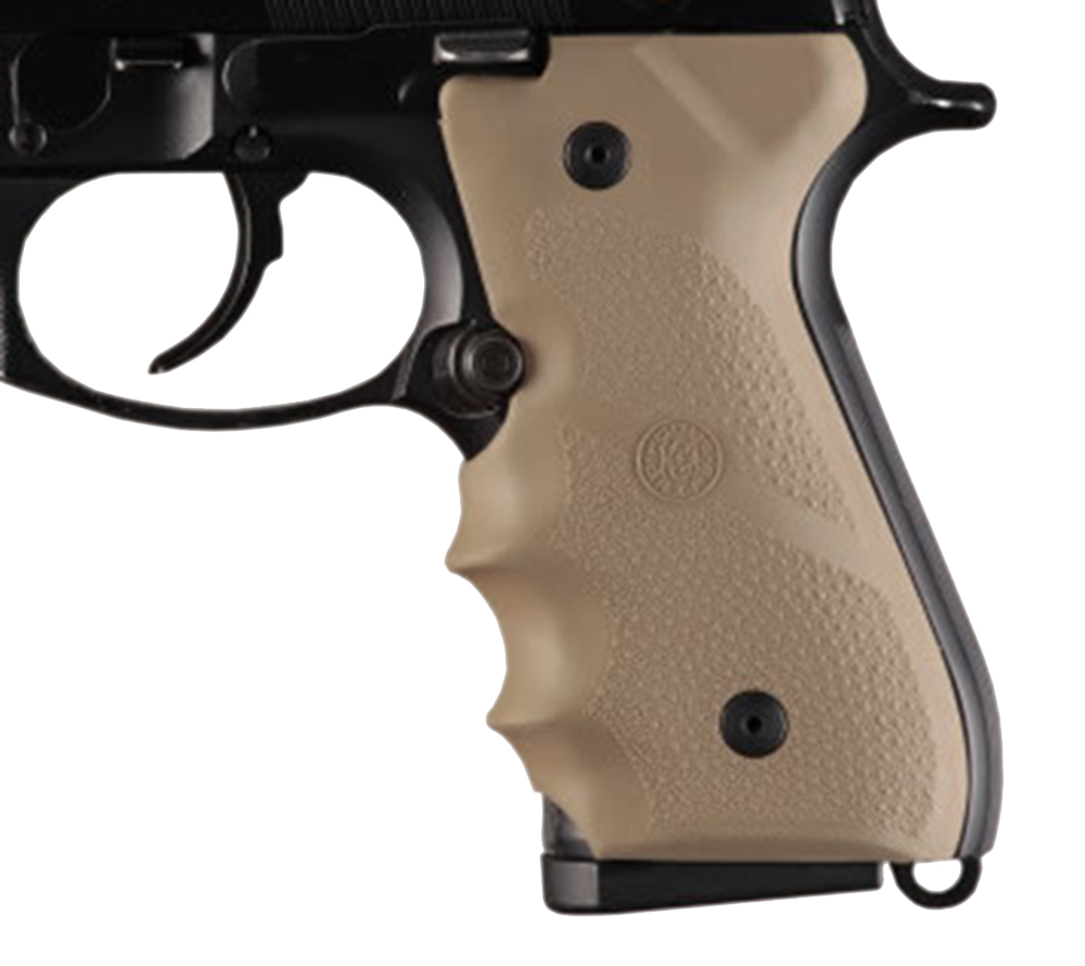 HOGUE 92003 RUBBER GRIP  FLAT DARK EARTH WITH FINGER GROOVES FOR BERETTA 92, 96