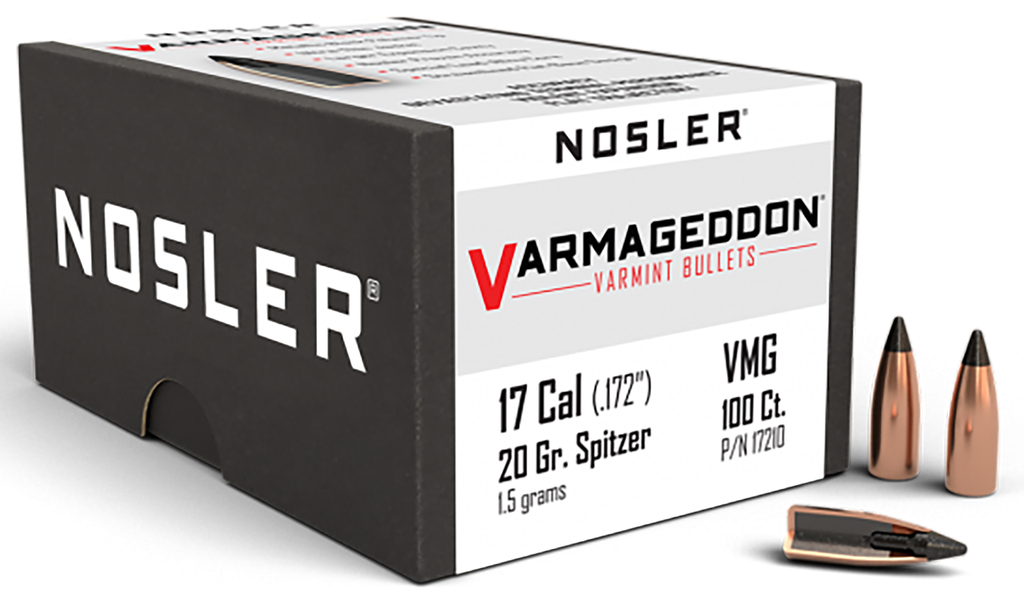 NOSLER 17210 VARMAGEDDON 17 CAL 20 GRAIN FLAT BASE TIPPED 100 CNT