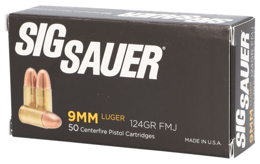 SIG SAUER E9MMB250 ELITE BALL 9MM LUGER 124GR FULL METAL JACKET 50 PER