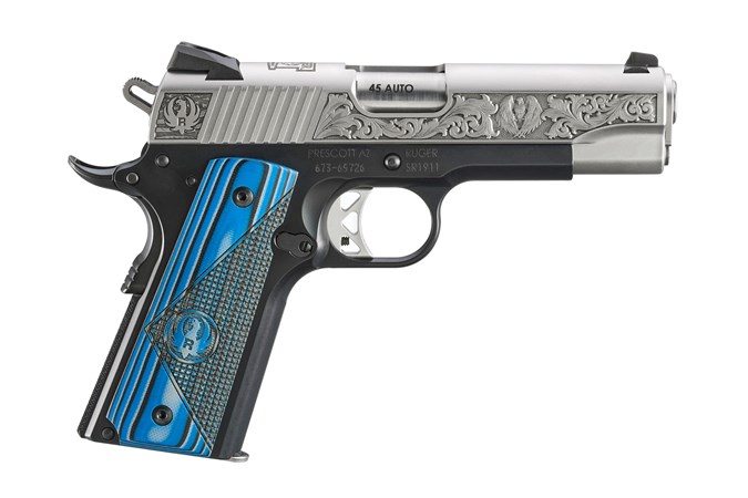 RUGER 16702 SR1911 NEWPORT, NH EDITION COMMANDER 45 ACP 4.25" BLUE