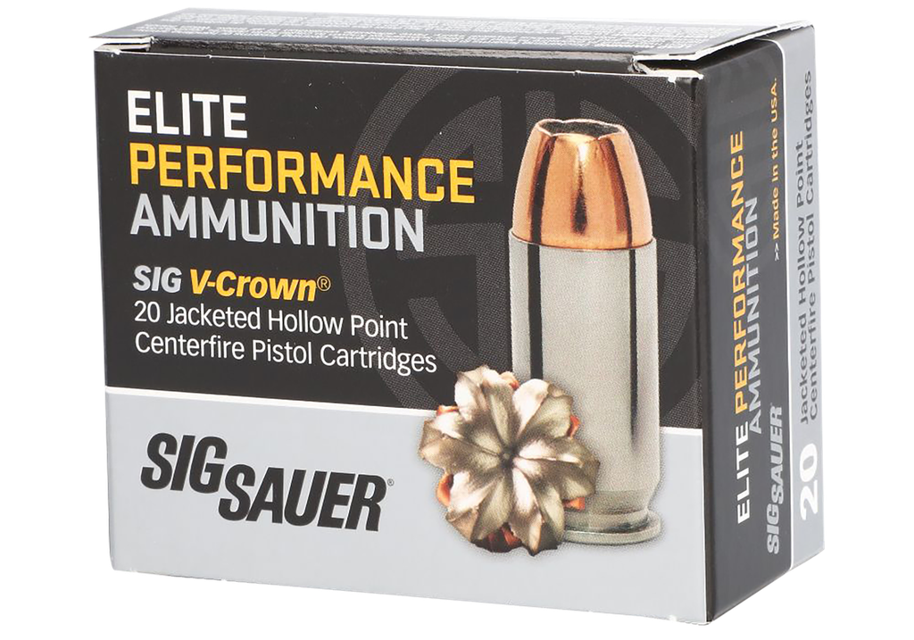 SIG SAUER E10MM20020 ELITE PERFORMANCE 10MM AUTO 200GR V-CROWN JACKETED HOLLOW POINT 20 PER